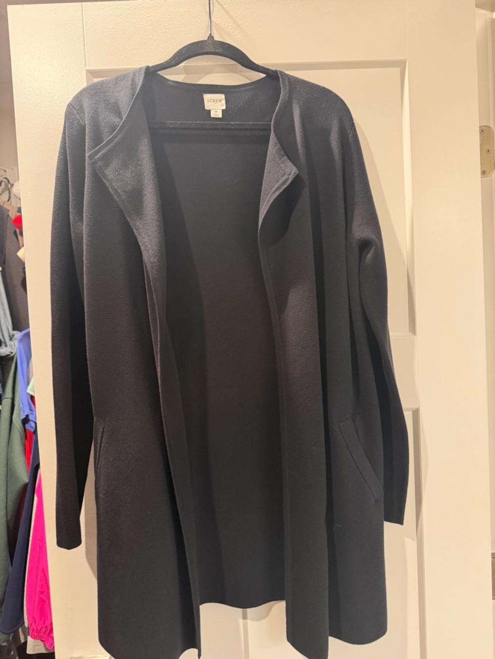 J. Crew Black Open-Front Longline Knit Blazer
